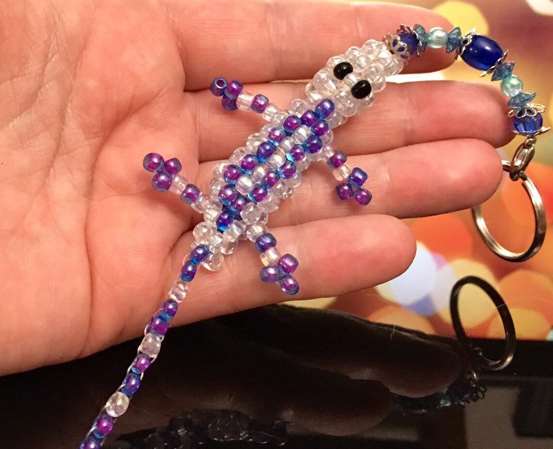 MEDIUM Bead Lizard Keychain Etsy