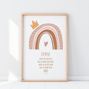 Kids Rainbow Wall Art, Personalized Nursery Poster , Customized Kids Room Decor, Rainbow Girl Print, Dr Deuss Famous Quotes Kids Wall Art