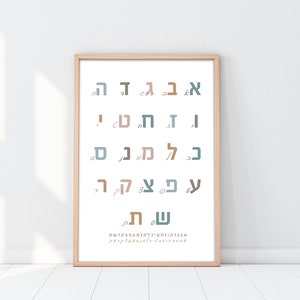 The Hebrew Alphabet Digital Print, Hebrew Letters Poster, Learn Hebrew Print, Hebrew Alphabet for Kids, Hebrew Letters Kids, אותיות אלף בית