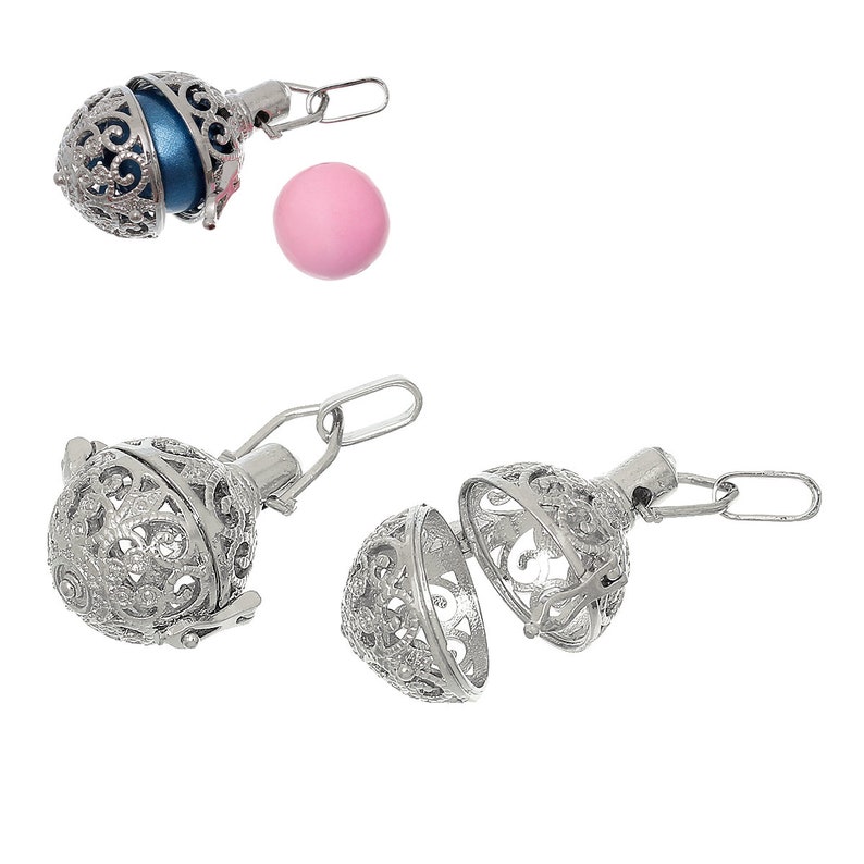 1 Angel Caller Bola Harmony Ball Wish Box Pendants Round Antique Silver Fits 14mm Bead B37o