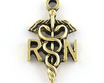 10k Yellow Gold Caduceus Charm Pendant 25mmx11mm 10k Yellow Gold Caduceus Charm Pendant 25mmx11mm