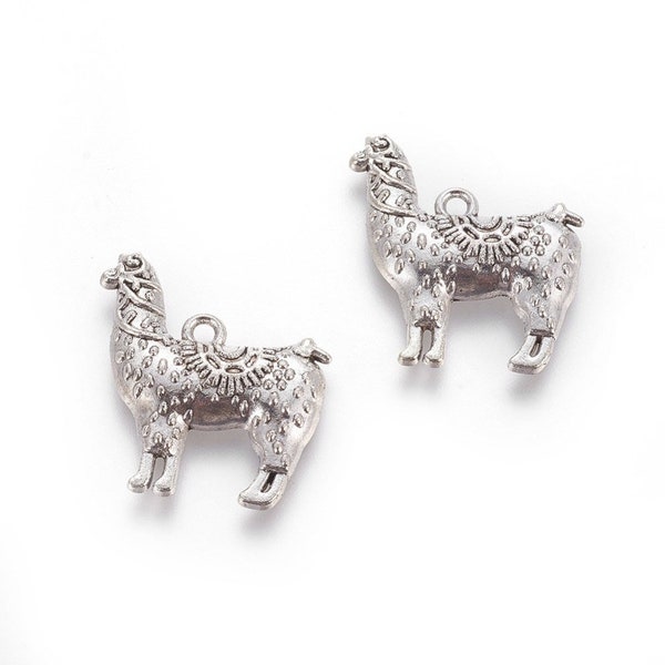 Antique Silver Metal Alloy Llama-Alpaca Charm/Pendants 25 x 22mm (B106d & e)