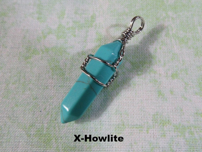 1 Natural Jasper Gemstone Wire Wrapped Bullet Pendant B87
