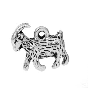 5 Antique Silver Metal Alloy Goat Charms 13mm x 13mm (B115a)