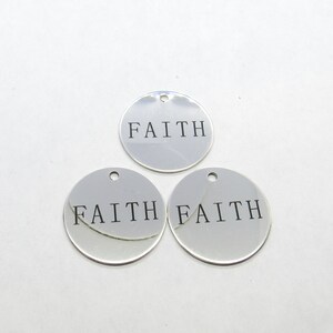 3 (304) Stainless Steel Round &quot;Faith Message Pendants 30mm (B129p)