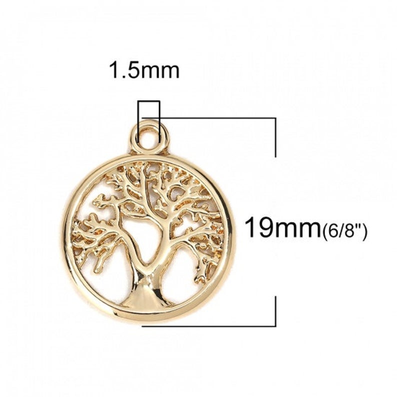 5 Gold Plated Round Tree of Life Charm/pendants 19x16mm (b150h) - Etsy