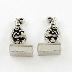Antique Silver Tone Microscope Pendant/Charms 20.5 x 11mm (b154e/119a)