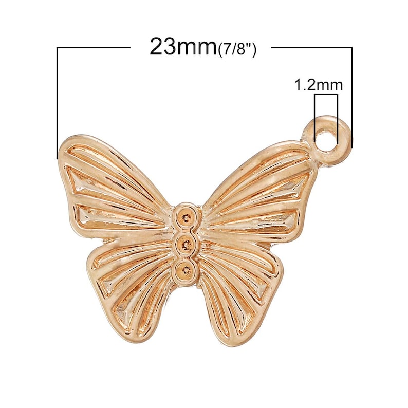 Butterfly Charms 23mm x 18mm B62p Can Hold ss5 Rhinestone 5 Rose Gold Tone