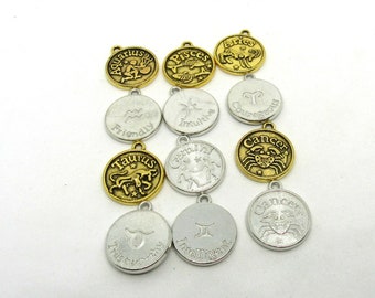Choice of Gold or Silver Tone 3 pcs Zodiac Charms (B59B1-D1)
