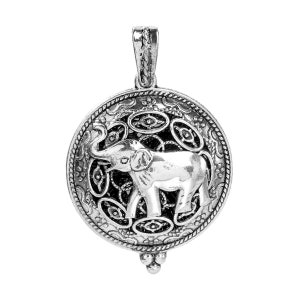1 Antique Silver Tone Elephant Aromatherapy Essential Oil Diffuser Locket Pendant 52x35mm (B77j)
