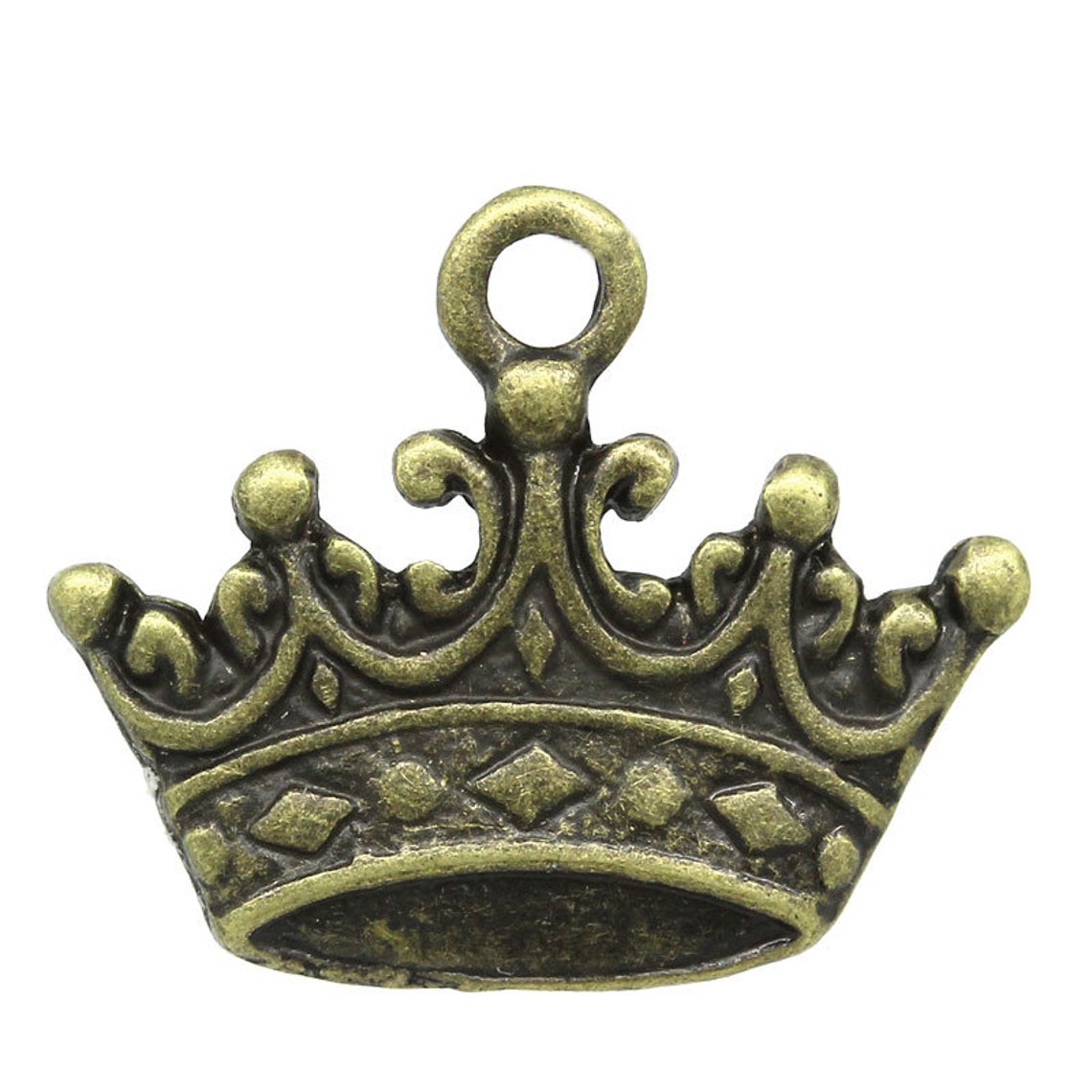 10 Antique Bronze Metal Alloy Crown Charms 17x14mm B61m Etsy