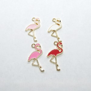 Choice of Color 5 Gold Plated Enamel Metal Alloy Flamingo Charm/Pendants 25.5x15mm (B190g-j)