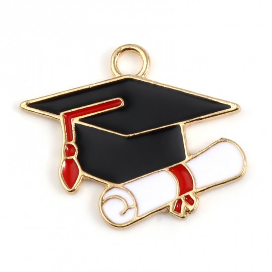 5 Gold Plated and Enamel Graduation Caps Charms 28 X 23mm (b147i) - Etsy