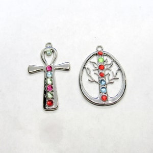 Choice of Style Silver Tone Alloy Chakra Rhinestone Pendant (B122d1)