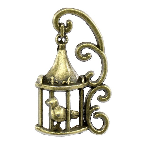 5 Antique Bronze Metal Alloy Birdcage Charms 3.5x2.1cm (B105e)