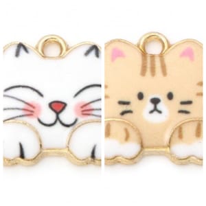 Choice of Color 5 Gold Pla ted Alloy Cat Head/Face Enamel Charms 18x16mm (B180g/187a)