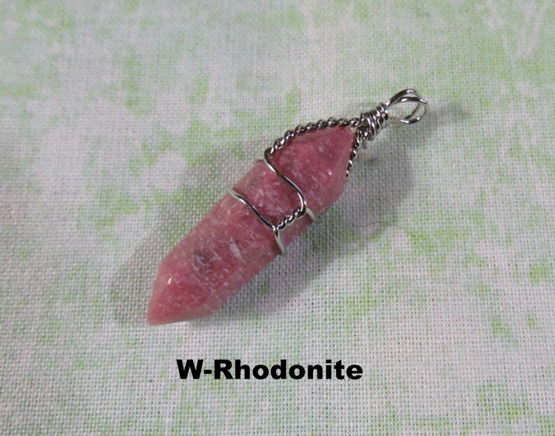 1 Natural Jasper Gemstone Wire Wrapped Bullet Pendant B87