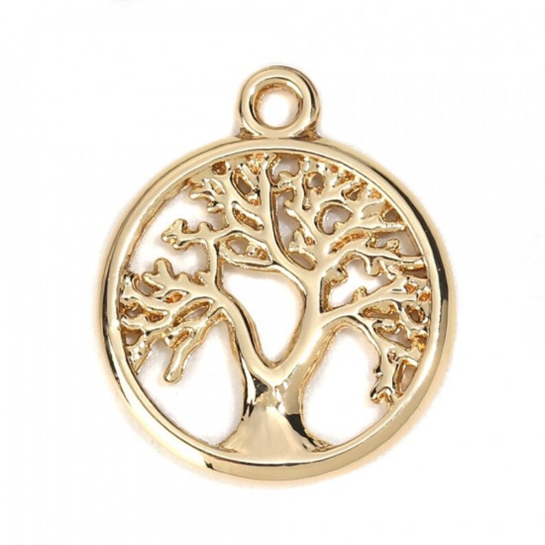 5 Gold Plated Round Tree of Life Charm/pendants 19x16mm (b150h) - Etsy