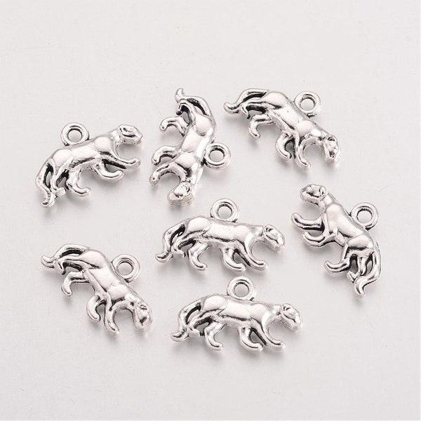 Antique Silver Metal Alloy Panther Charms 18x11mm (B8j/bu-97b/bu)