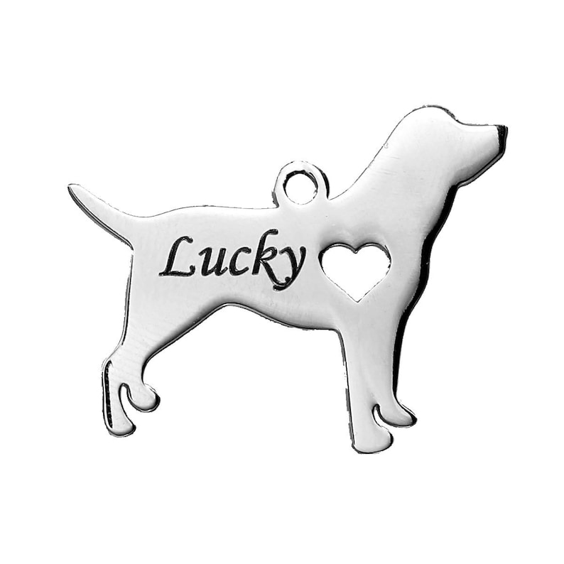 1 Engravable Silver Tone 304 Stainless Steel GoldenLab Cut Out PendantCharms 30x24mm 103x