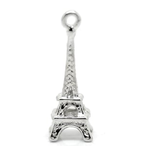 10 Antique Silver Metal Alloy Eiffel Tower Charms (B2e)