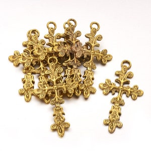 10 Antique Gold Metal Alloy Cross Pendant/Charms 47.5 x 25mm (B189g)