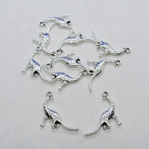 10 Antique Silver Dinosaur Charm/Pendants 21 x 20mm (B139i)