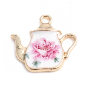 Gold Plated and Enamel Teapot Charm/Pendants 19x19mm (B167e/f)