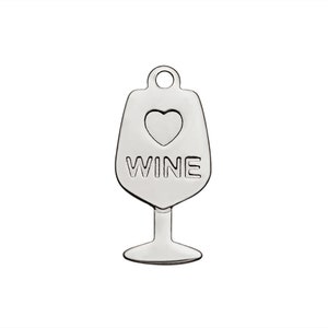 5 Silver Tone 201 Stainless Steel Wine Goblet Charms 18 x 9mm (B160d)