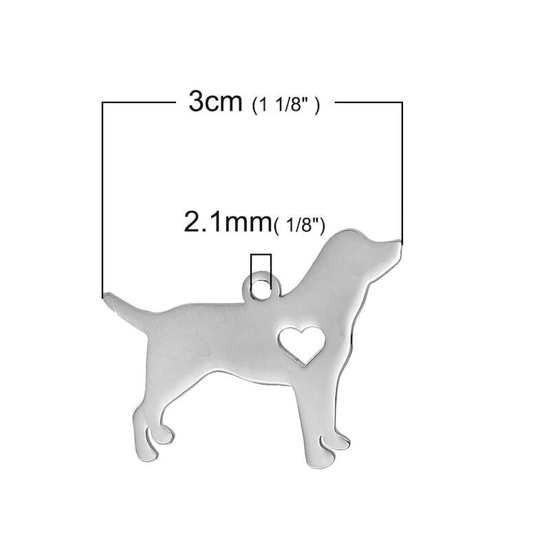 1 Engravable Silver Tone 304 Stainless Steel GoldenLab Cut Out PendantCharms 30x24mm 103x