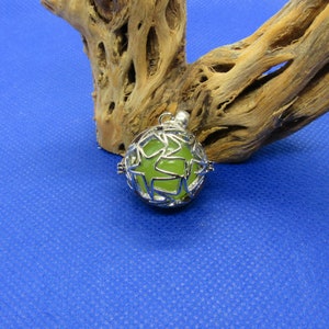 2 Antique Silver Angel Caller Bola Harmony Ball Wish Box Round Pendants w/Glow in the Dark Ball  (c96)