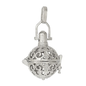 1 Angel Caller Bola Harmony Ball Wish Box Pendants Round Antique Silver Fits 14mm Bead (B37o)