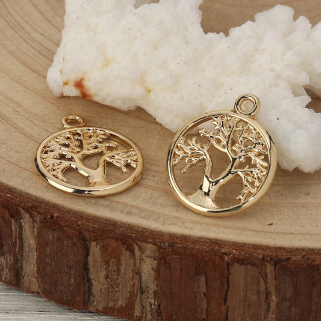 5 Gold Plated Round Tree of Life Charm/pendants 19x16mm (b150h) - Etsy