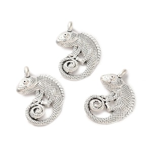 5 encantos/colgantes de lagarto/camaleón de plata antigua 26 x 20 mm (B201b)