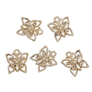 5 Rose Gold Tone Open Butterfly Charms 14mm x 13mm  (B64a)