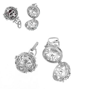 1 Antique Silver Angel Caller Bola Harmony Ball Wish Box Round Pendant w/Chime Ball (B84j)