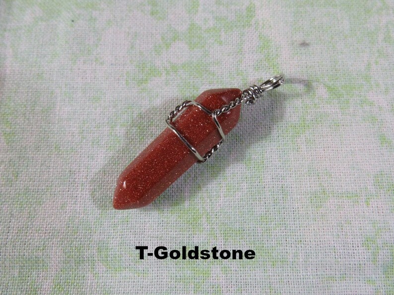 1 Natural Jasper Gemstone Wire Wrapped Bullet Pendant B87