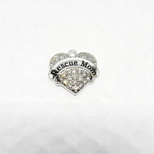 1 Silver Tone & Clear Rhinestone Heart Choice of Message Pendant 20x19mm (B79s/140L/141g)