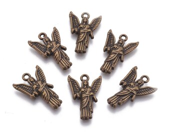 10 Antique Bronze Alloy Angel Charms 18x12mm (B12g)