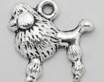 Charm Breloque Poodle En Argent Sterling 925 - Poids 8.1g, 2.4cm - Vintage - Occasion