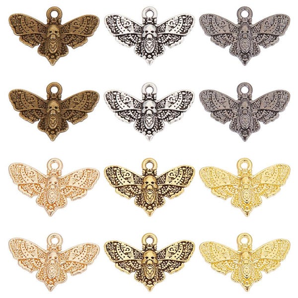 10 Choice of Color Skull on Moth Charm/Pendants 13.5 x 20mm (B36L-Q)