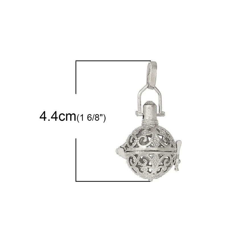 1 Angel Caller Bola Harmony Ball Wish Box Pendants Round Antique Silver Fits 14mm Bead B37o