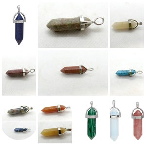 Choice of 1 Natural Gemstone  Bullet Pendant (B93f)