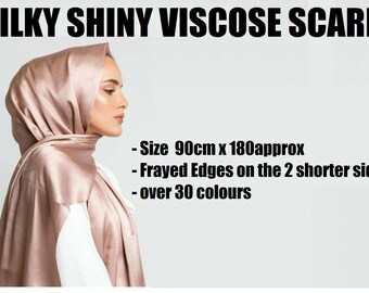 SILKY SHINY Women Maxi Wedding Plain Faux Silk Scarf Hijab Shawl Wrap Elegant