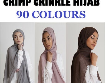 New Style Crinkle Scarf Hijab Plain Maxi Headscarf Crimp Scarves Shawl Ruffle