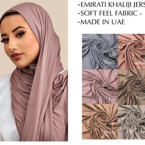 Premium Emirati Quality Dubai Jersey Hijab Scarf Shawl Stretchy Maxi Lycra Wrap Plain Khaliji image 1