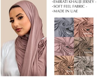 Premium Emirati Quality Dubai Jersey Hijab Scarf Shawl Stretchy Maxi Lycra Wrap Plain Khaliji