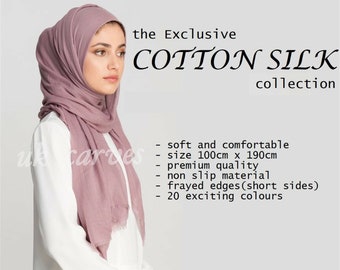 Premium Quality Soft COTTON SILK Maxi Hijab Scarves Headscarf Shawl Wrap Scarf