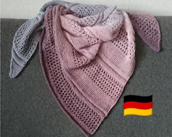 Krimituch-Anleitung. Von der Spitze aus gestrickt, einfach, asymmetrisch. Von beiden Seiten schön! Perfekt für Farbverlaufsgarne/Bobbel.
