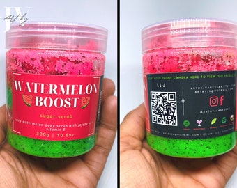 Watermelon Body Scrub | Watermelon Boost Sugar Scrub 300g | Vegan, Self Care, Body Polish, Skincare, Natural Ingredients